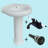 Small White Vitreous China Corner Pedestal Bathroom Sink with 4" Centerset Faucet and Pop-Up Sink Drain