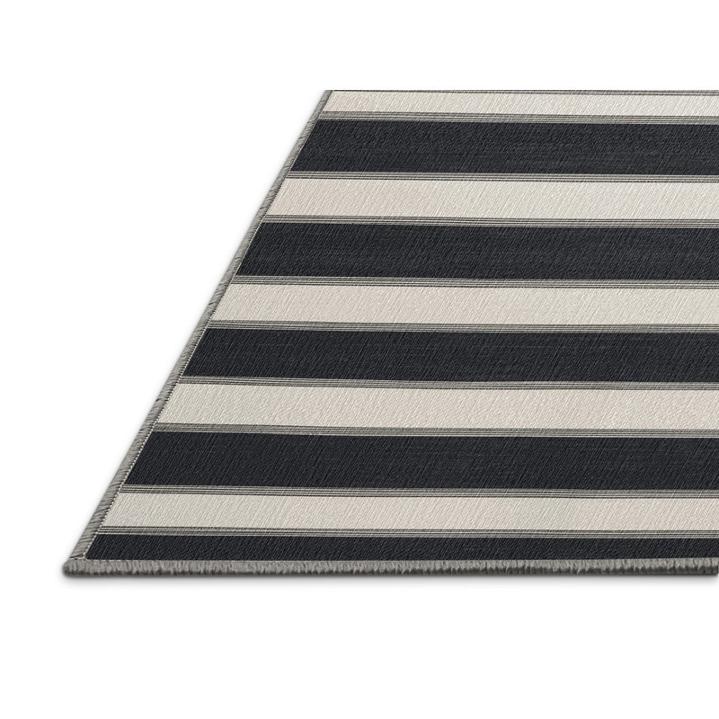  Tapis lavable rayé gris foncé et blanc, Carré 7 pi