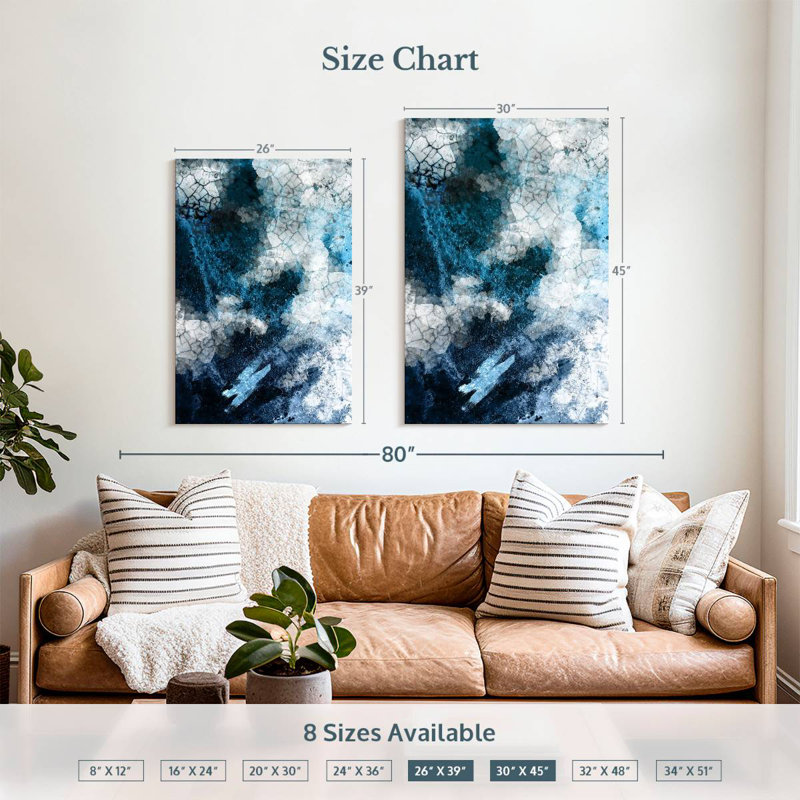 Avery Navy White Abstract, 39" H x 26" W