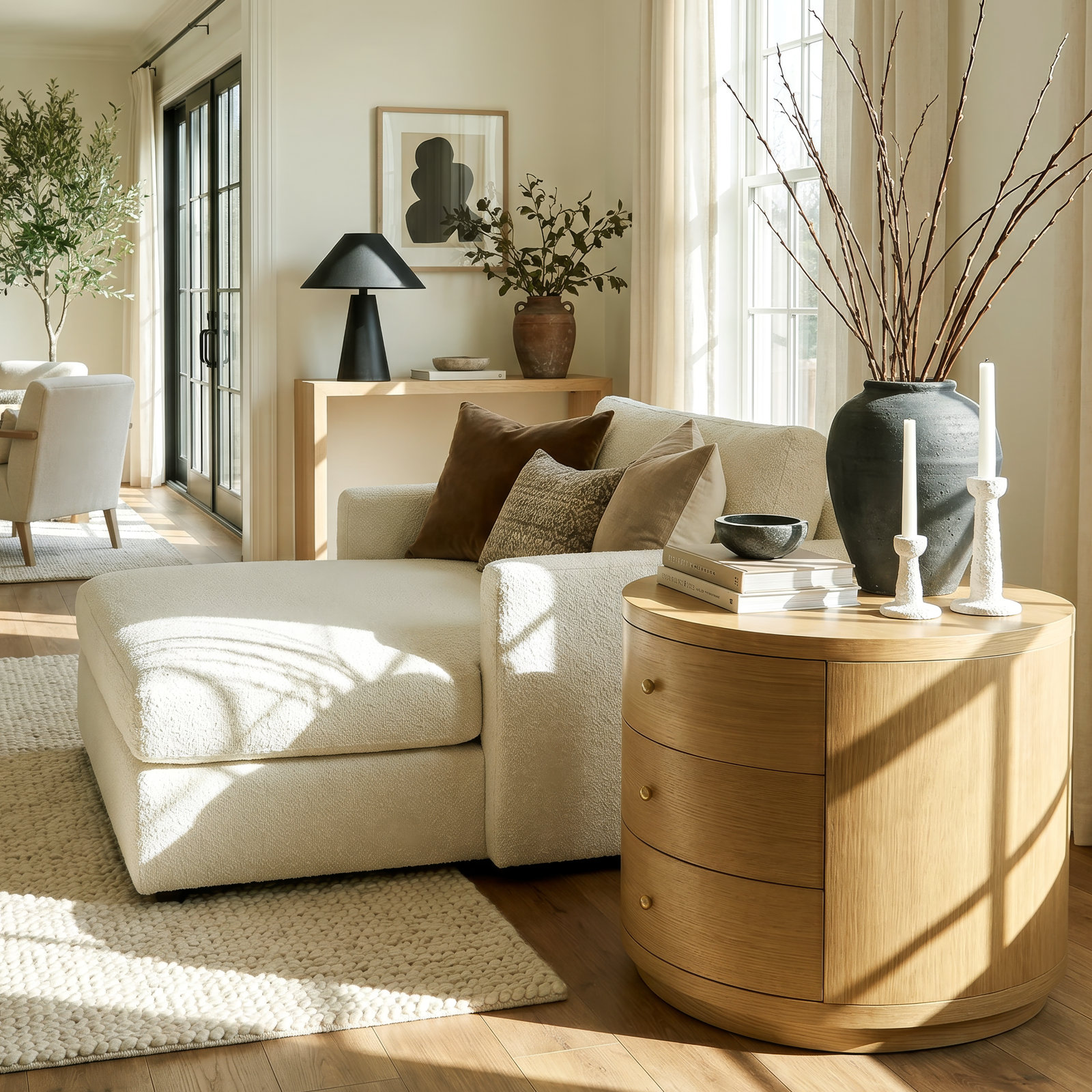 Celine 3-Drawer End Table, Natural Oak Brown