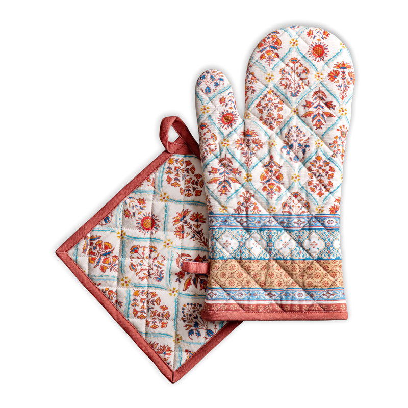 Maison D' Hermine Paisley Linen Potholder & Oven Mitt Set