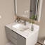 Comptoir de meuble-lavabo Bianco Carrara Venato de 37,01 po x 22,01 po x 0,71 po, 1 trou de robinet pré-percé et dosseret de 4 po + lavabo rectangulaire encastré, comptoir de salle de bain en pierre frittée blanche pour armoire de salle de bain standard de 36 po-129776698