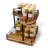 Wooden Spice Rack Organizer Lazy Susans Rotating Countertop 2 Tiered Display Shelf Kitchen Adjustable Height Spinning Spice Rack 11.8INCH Large Capacity Pine Wooden-2053652283