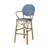Outdoor Wicker And Aluminum 29.5" French Barstools, Set Of 2, Navy Blue, Bamboo Print Finish-239368554