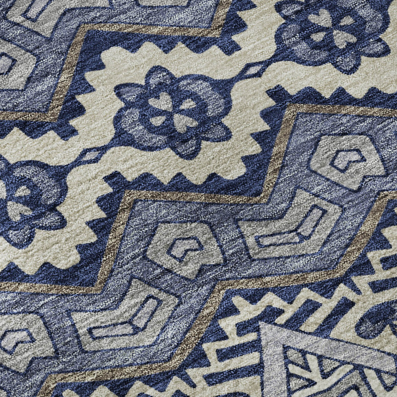 Premium Machine Washable Prisco Denim Rug, Rectangle 5' x 7'6"