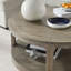 Grande table basse ronde traditionnelle à 2 niveaux avec roues et table centrale-1294516488
