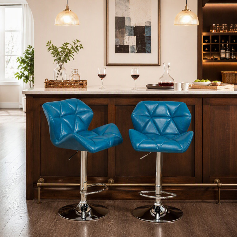 Ensemble de 2 tabourets de bar réglables à hauteur réglable Glasgow, bleu