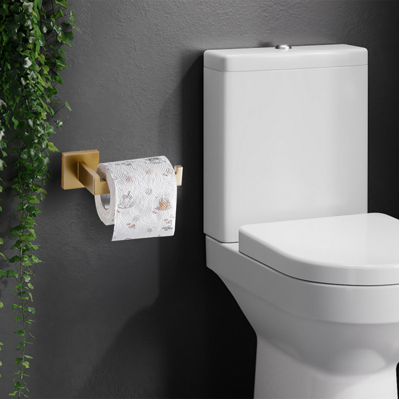 Wall Mounted Toilet Paper Holder, Brushed Gold