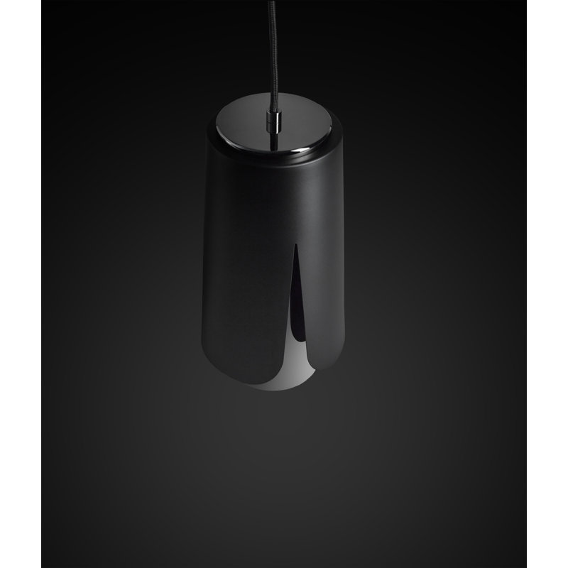 Tulipa 1 - Light Chrome Unique/Statement Pendant, Matt Black/Black Chrome