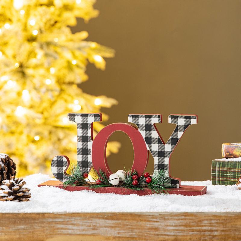 Menges Christmas Joy Plaid Table Decor