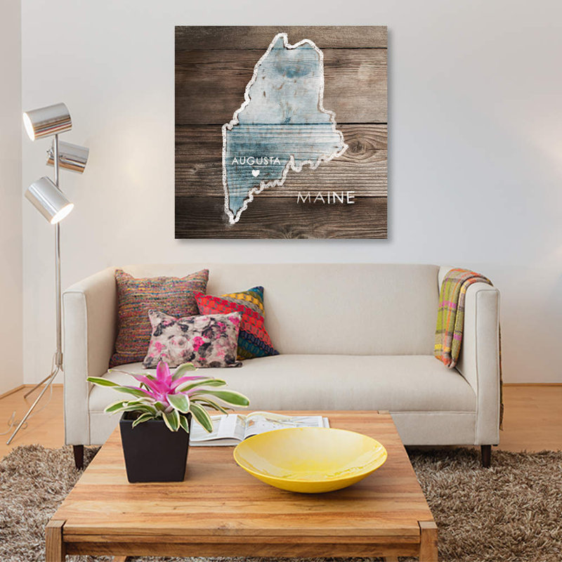 « maine rustique map », impression sur toile, H 12 po x l 12 po x P 0,75 po