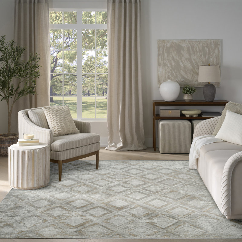 Tapis d'intérieur moderne gris 7 pi 10 po x 9 pi 10 po Lafever, Rectangle 7 pi 10 po x 9 pi 10 po