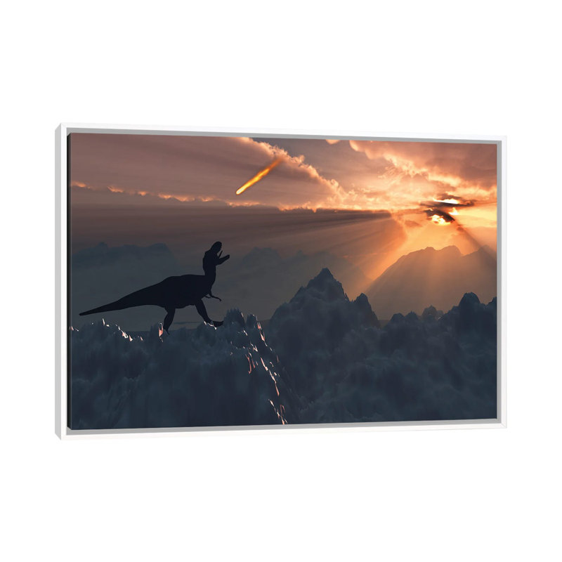 A Giant Asteroid Hitting The Earth During The Cretaceous-Paleogene Extinction Event - Print on Canvas, Black Framed