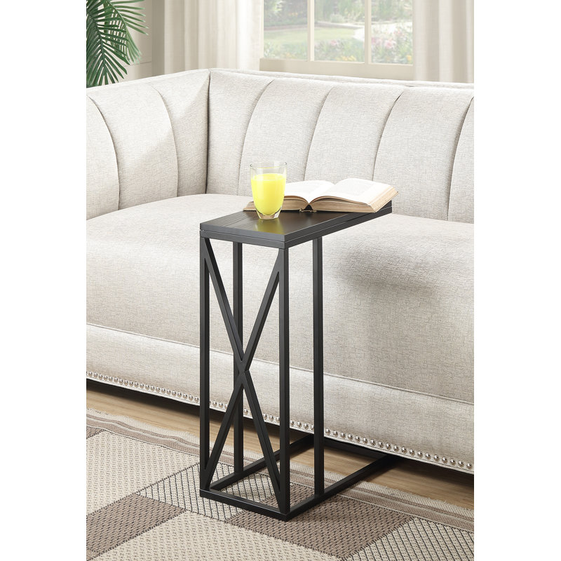 Table de bout en C 24,25 po Adreauna, Plateau noir / base noire