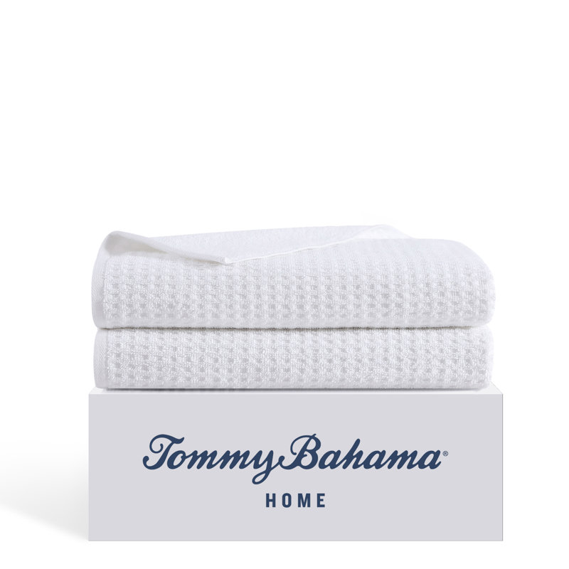 Tommy Bahama 100% Cotton Towel Set, White, 2 Pack - Bath Sheet