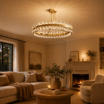 Plafonnier semi-encastré de style lustre moderne 8 lumières 24 po Jackeline