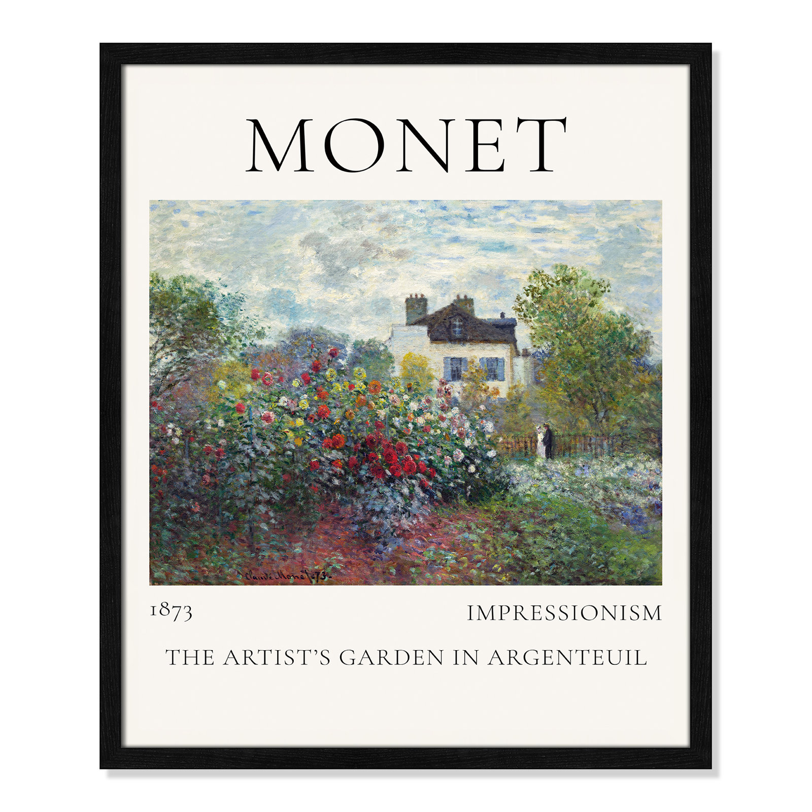 Rocchetto "Artists Garden in Argenteuil" Print, Black Single Picture Frame, No, 25.5" H x 21.5" W x 0.75" D