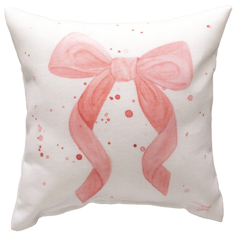 Manual Woodworkers & Weavers White and Pink Square Polyester Climaweave Pillow 9" x 9"