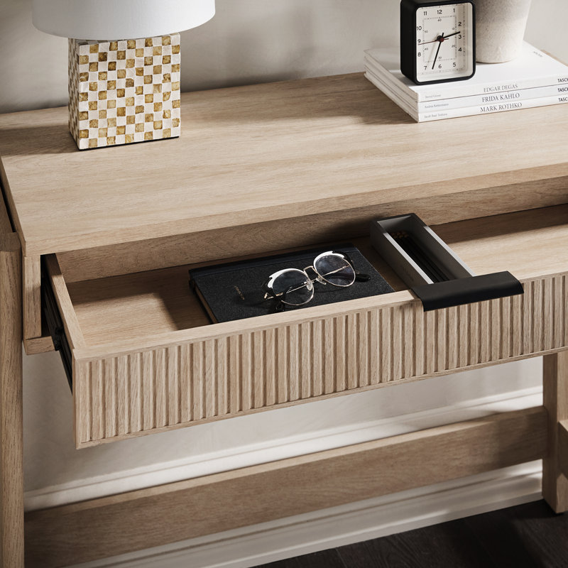  Jorah Reeded Writing Desk with Drawer, Coastal Oak