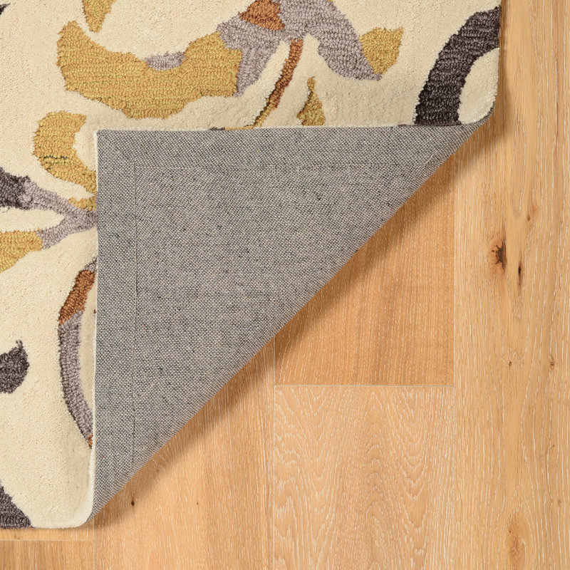 Tapis ivoire / doré touffeté à la main Marisela, Rectangle 5 pi x 7 pi