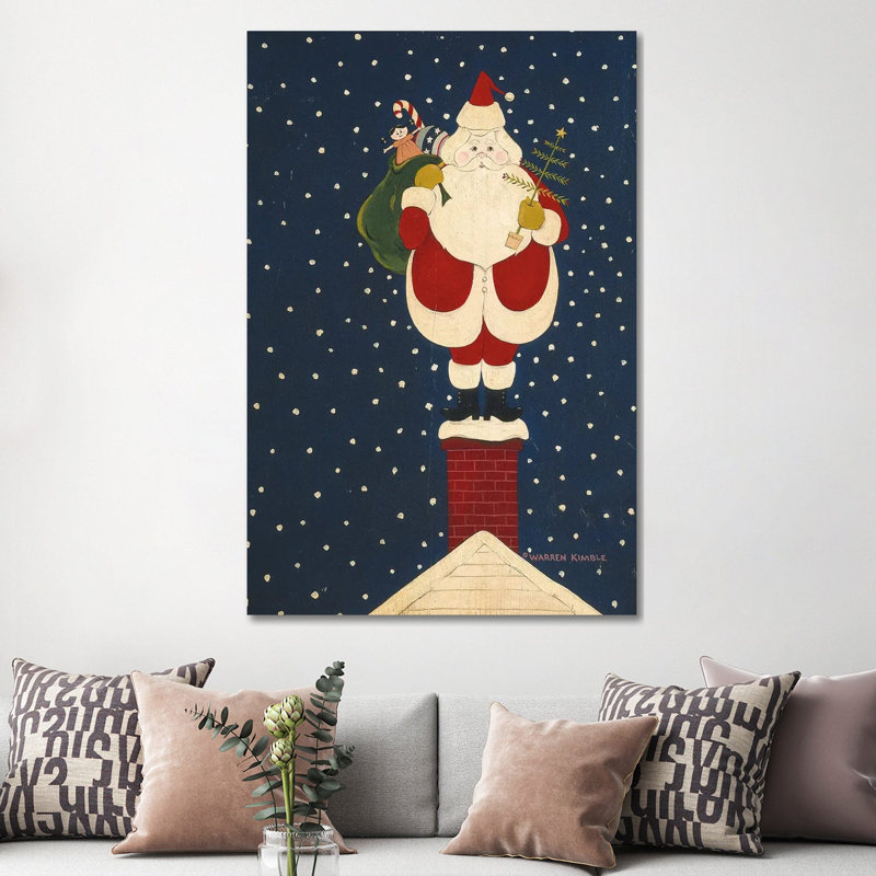 «Chimney Santa», reproduction d'art sur toile tendue, H 60 po x l 40 po, Toile tendue, Ne s’applique pas