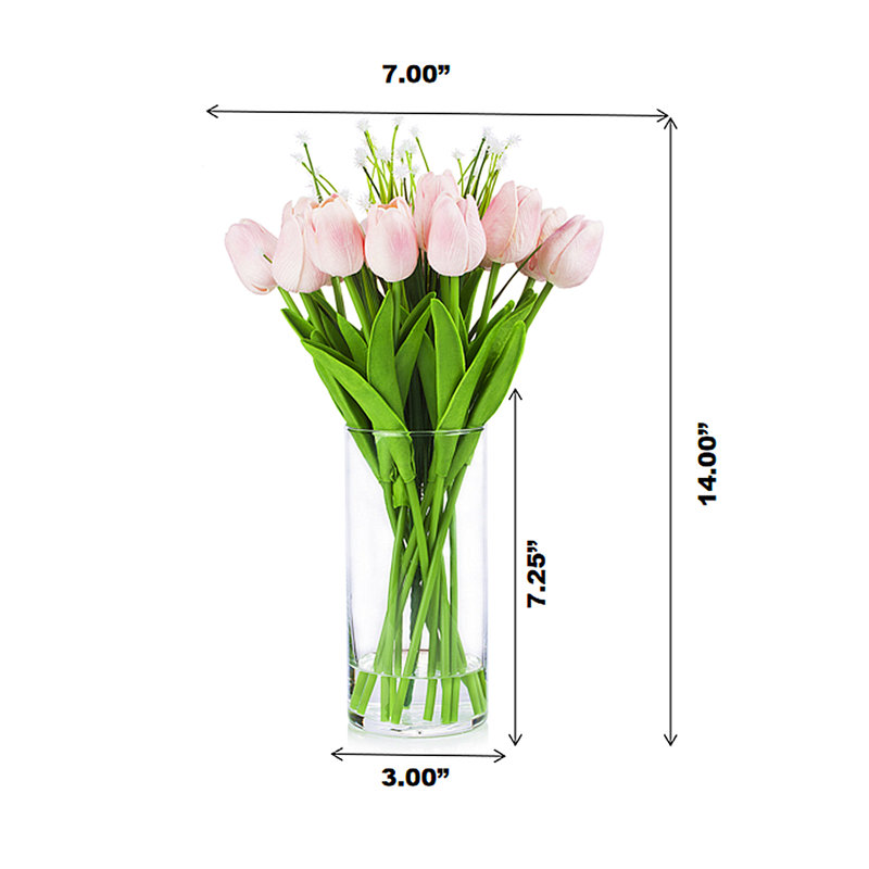 Arrangement floral de tulipes véritables en vase, Rose