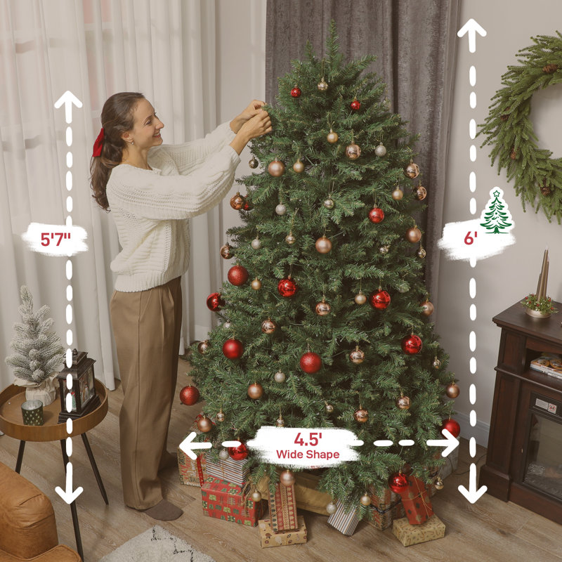 Arbre de Noël 6 pi avec lumières à spectre complet, contrôle des applications intelligent, arbre de Noël à charnières larges et à assemblage facile