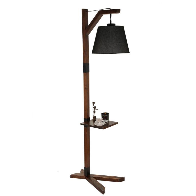 Burney 185cm Tray Table Floor Lamp, Dark Brown