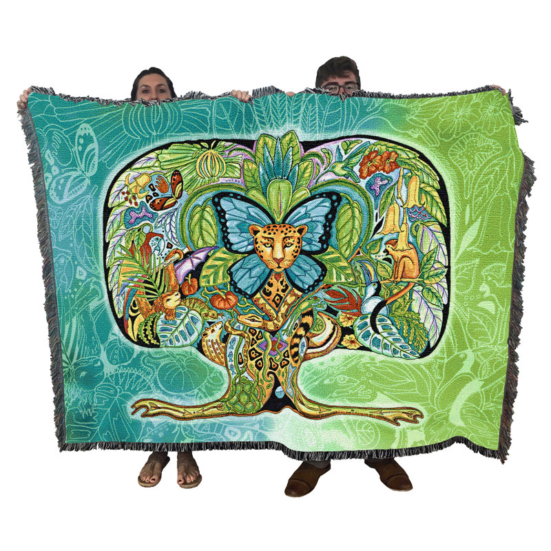 Pure Country Weavers Tree of Life Animal Spirits Totem - jeté en coton tissé à partir de coton Sue Coccia