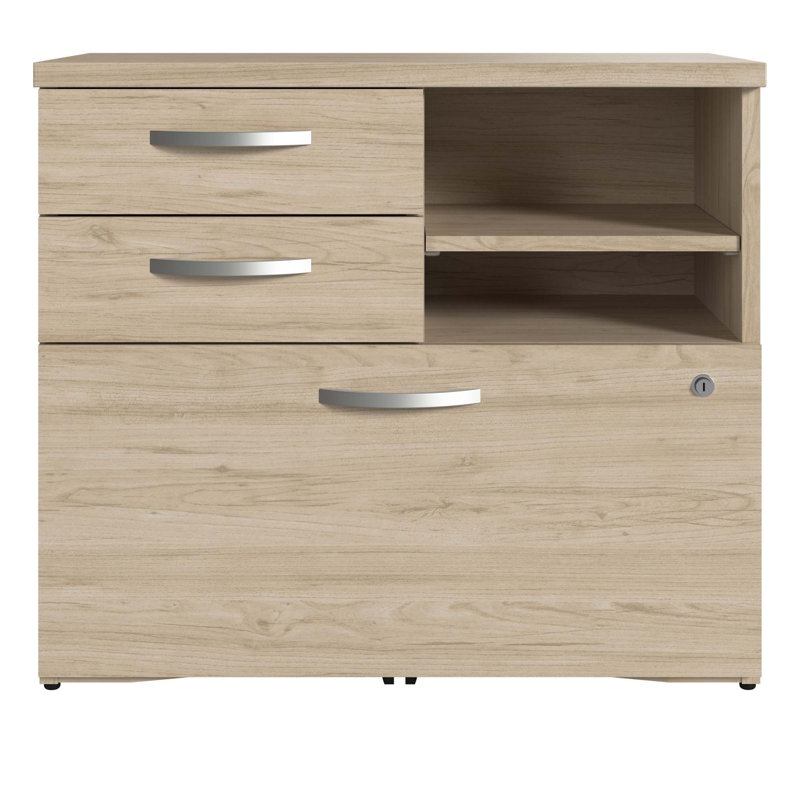 29.7 " Wide 3 Lateral Filing Cabinet, Natural Elm