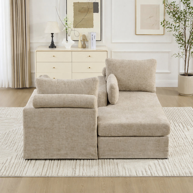 Canapé-lit de 63,39 po de largeur avec coussins, Taupe