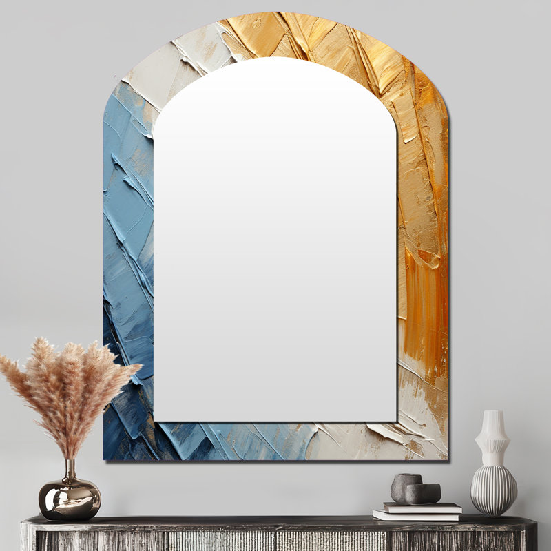 Minimalisme chassant les arcs-en-ciel - miroir mural asymétrique unique arc-en-ciel, miroir de forme unique traditionnel, impression d'art en métal