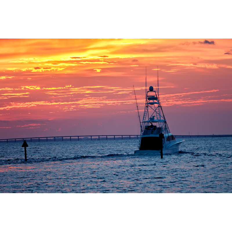 Boat On Sea - Wrapped Canvas Print, 30cm H x 46cm W x 3.8cm D