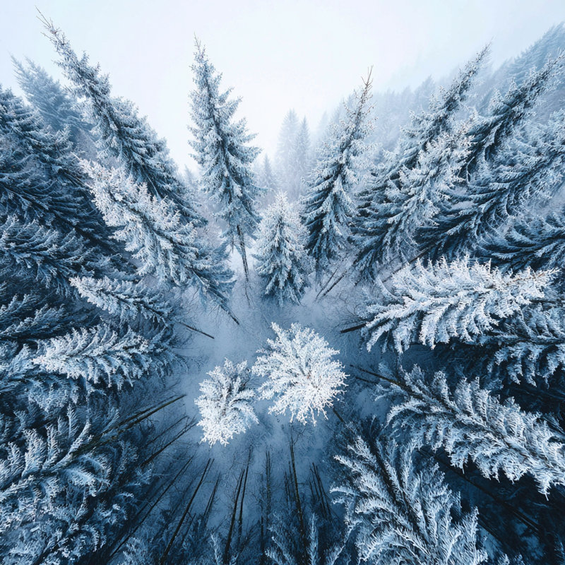 Art mural sur toile Frosted Forest, H 20 po x l 20 po