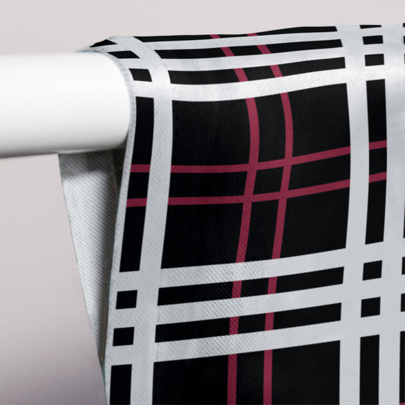 Sheer Curtain Single Panel, Black/White/Red