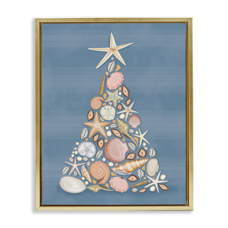 «Coastal Christmas Seashell Tree», art mural sur toile flottante, design par Darlene Seale, H 21 po x l 17 po