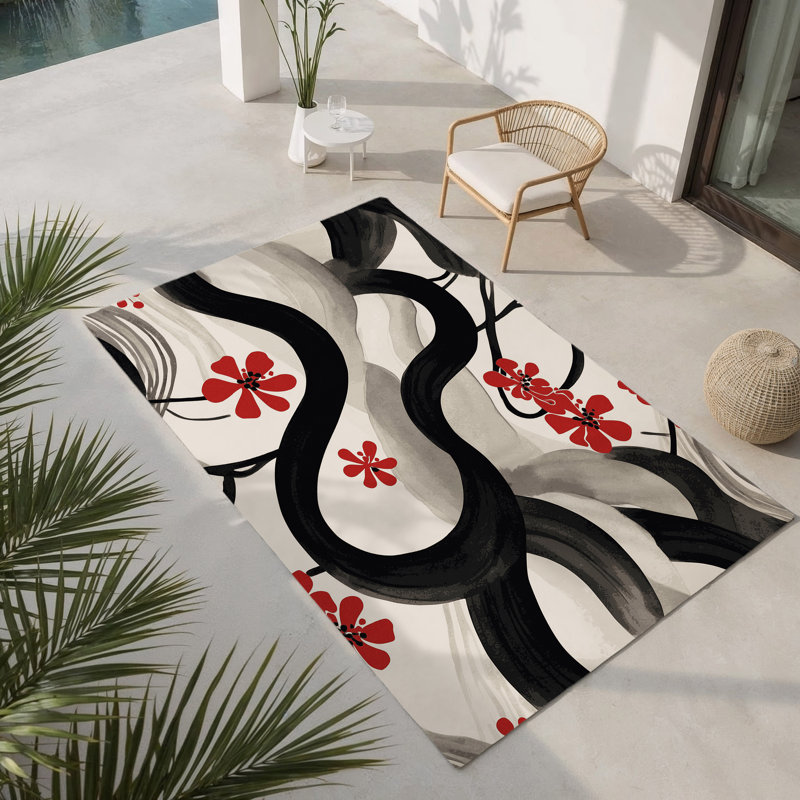 Crimson Breeze Indoor And Outdoor Area Rug, Rectangle 1'6" x 2'6"