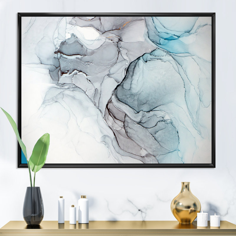 Luxry Blue and Grey Marble Art Ripples IV - Art mural moderne sur toile, H 30 po x l 40 po x P 1,5 po