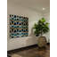 «Shades of Blue Triangle Bows», reproduction sur bois de pin naturel-17697324