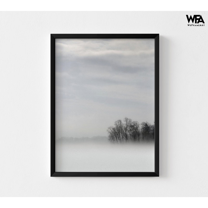 Oversized Framed Forest Prints, Minimalistic And Nature Wall Art, Winter Photography Prints, White Tree Branches, Fog Wall Decor