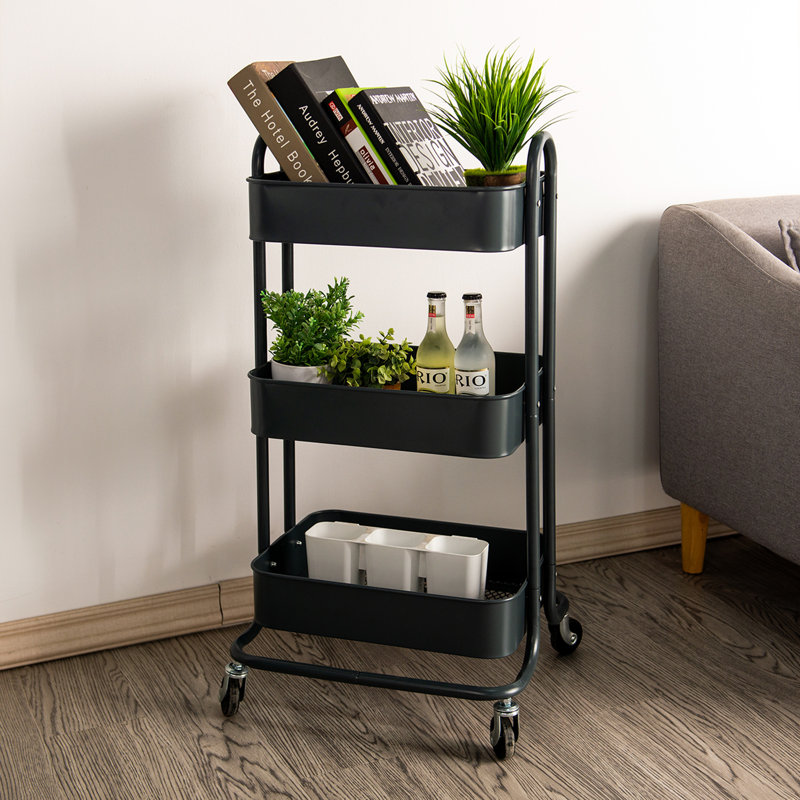 31.1'' H x 17.7'' W Utility Cart with Wheels, Grey