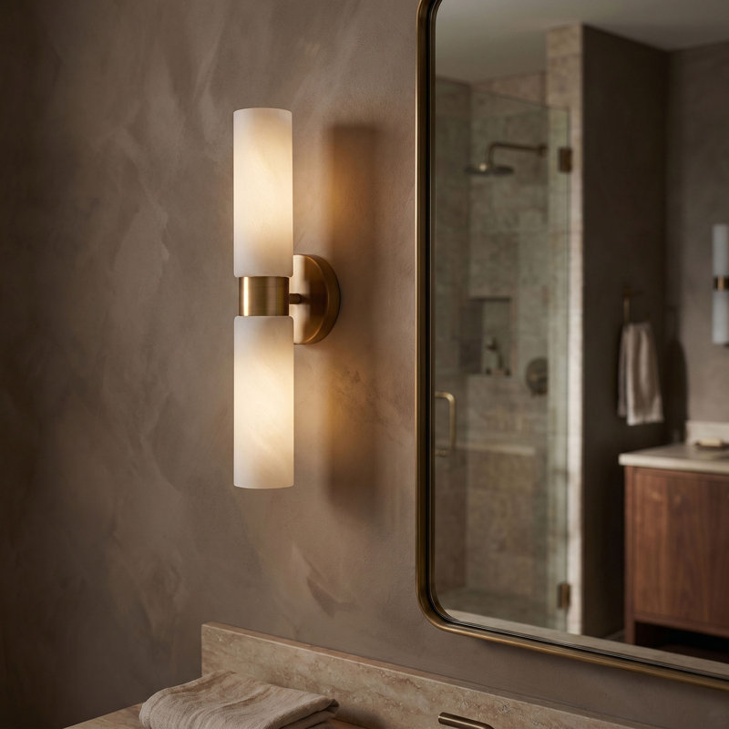 Wallchiere en acier Theo, Laiton vieilli, Faux Alabaster
