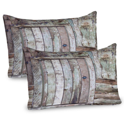 Ambesonne Rustic Pillow Sham 2 Pack Old Barn Door Cottage Warm Taupe Cocoa -  pil-2_43385_30x20