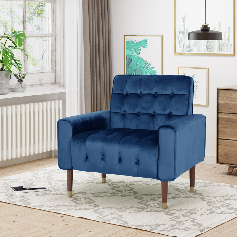 Fauteuil Wyton, Velours bleu marine