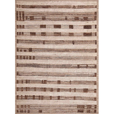 Tapis contemporain moelleux en laine brun / gris / neutre One-of-a-Kind Earthy