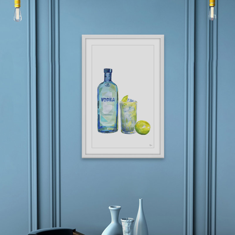 « absolut lime », reproduction de peinture à l’aquarelle encadrée, H 45 po x l 30 po x P 1,5 po