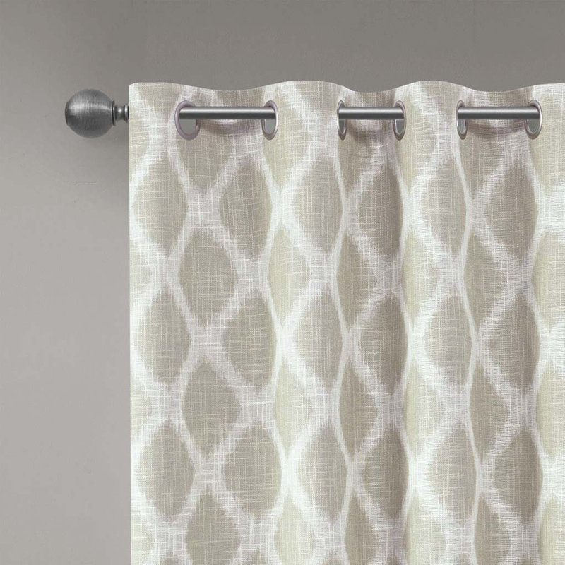 Printed Ikat Blackout Patio Curtain(Only 1 Pc Panel), 50" W x 95" L, Taupe