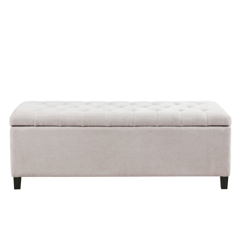 Banc de rangement Ã  assise capitonnÃ©e et fermeture en douceur, Naturel