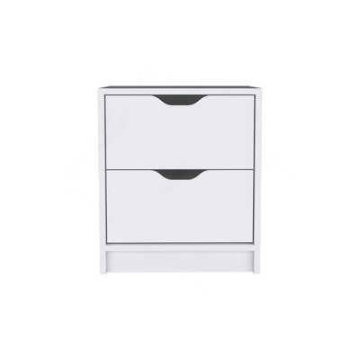 Nightstand Gandu, Two Drawers, White Finish