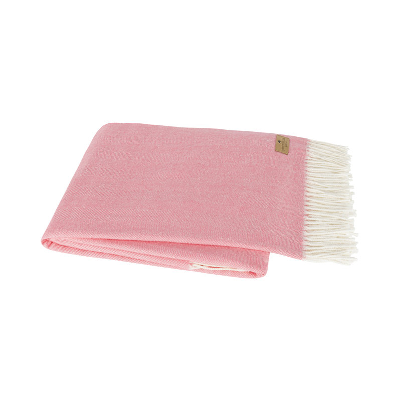 Italian Herringbone Throw Blanket, Bubble Gum